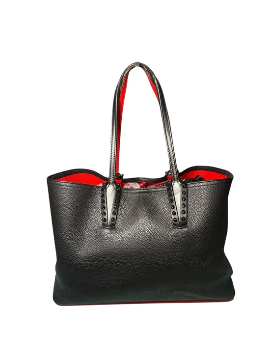 Christian Louboutin Handbags - Christian Louboutin Cabata Black Grained Leather Spiked Large Tote Bag